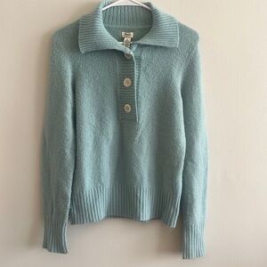 Bass Aqua Blue Collared Sweater Size S